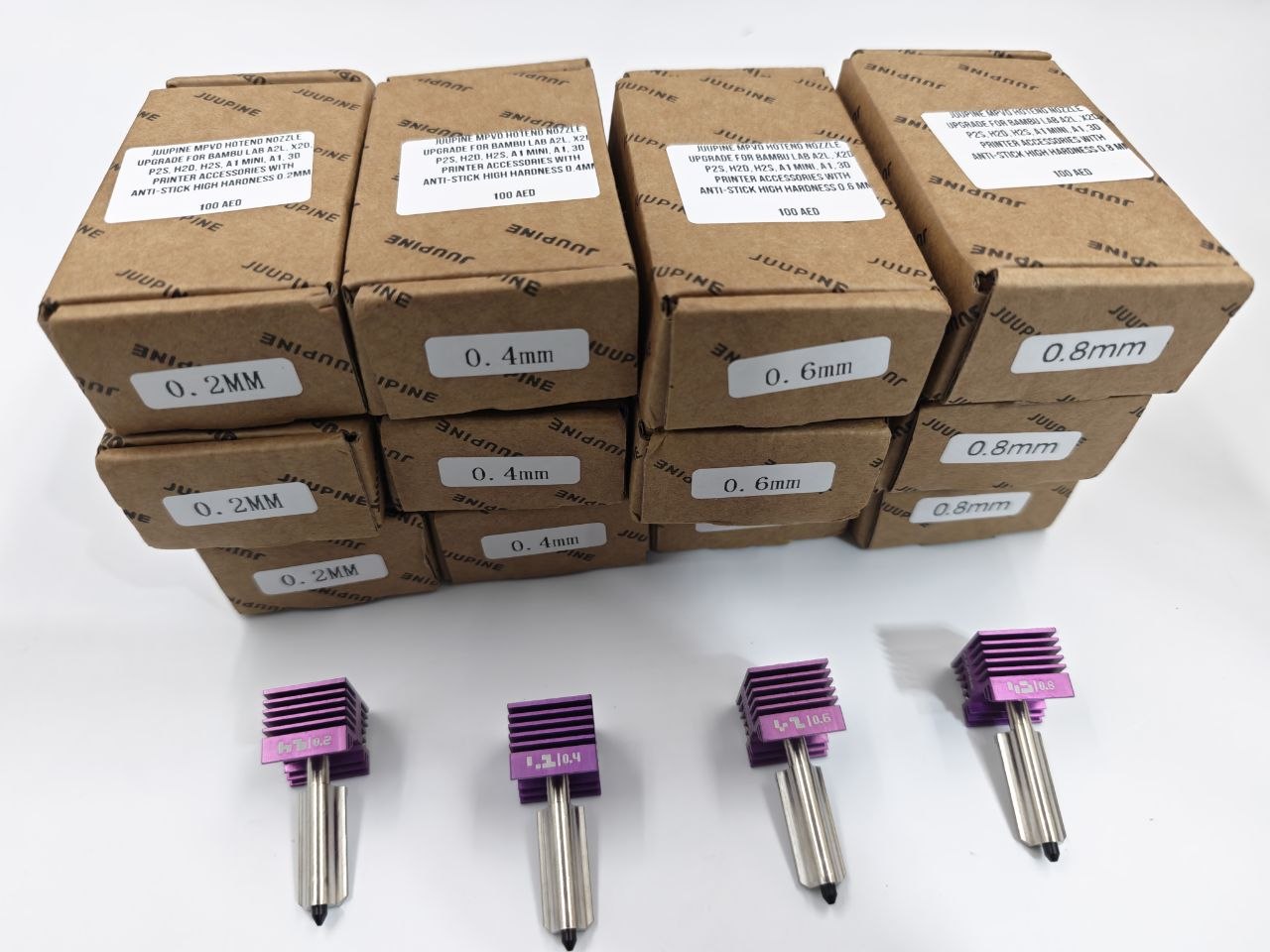 JUUPINE MPVD Hotend Nozzle Upgrade for Bambu Lab A2L, X2D, P2S, H2D, H2S, A1 MINI, A1, 3D Printer Accessories with Anti-Stick High Hardness 0.6mm